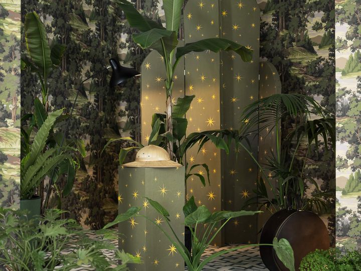 Обои с тропическим рисунком в интерьере, Agena