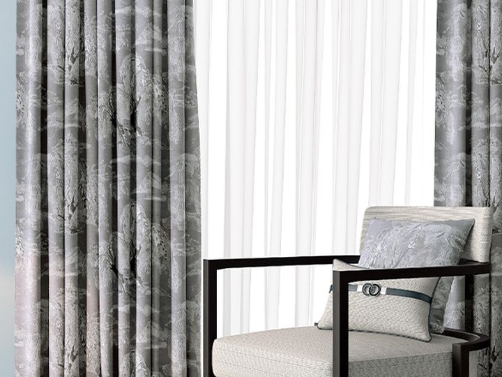 Портьеры и кресло в тканях Tianhang Home