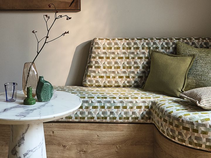 Скамья в обивке из жаккарда Morandi, Villa Nova